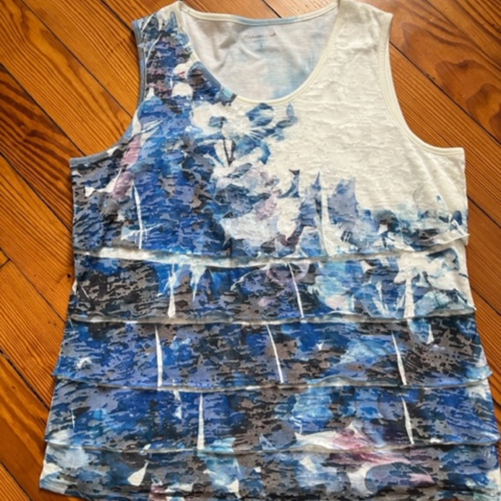 Colorful Ruffled  COLDWATER CREEK Sleeveless Top ~ NWT's